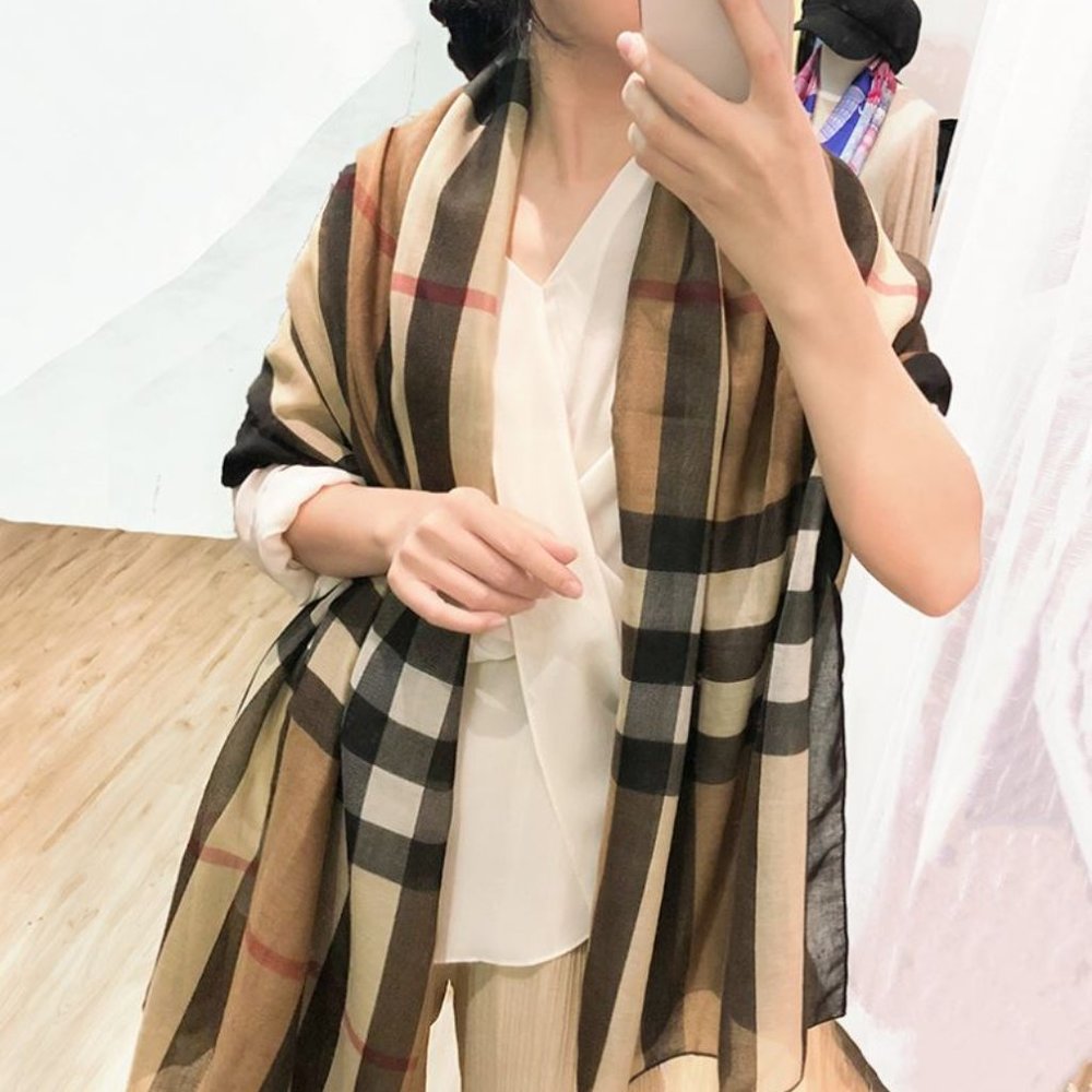 Giant Check Cotton Scarf (SF005)